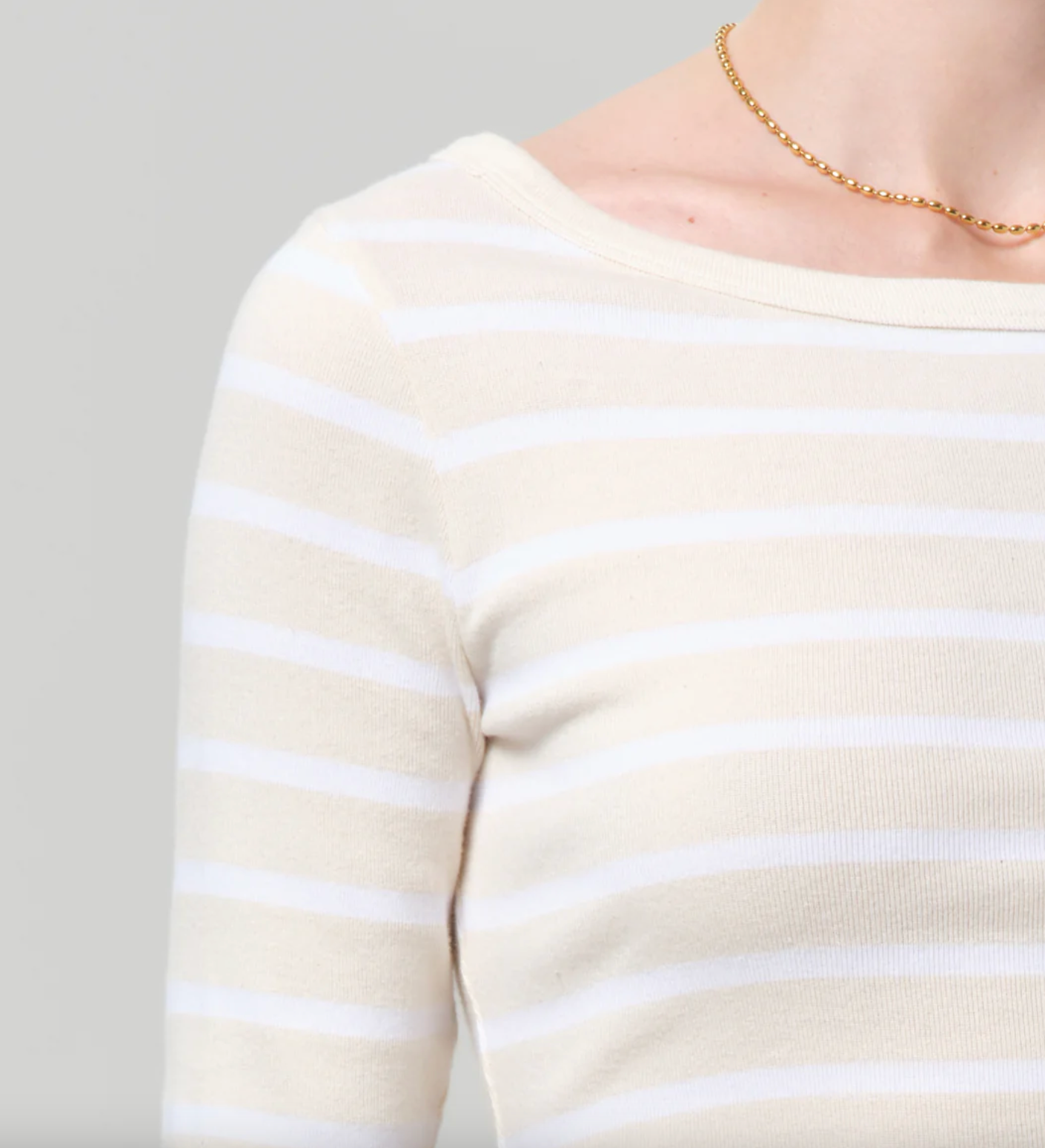 Citizens of Humanity 3/4 Sleeve Boat Neck Slim Tee | Brulee Stripe