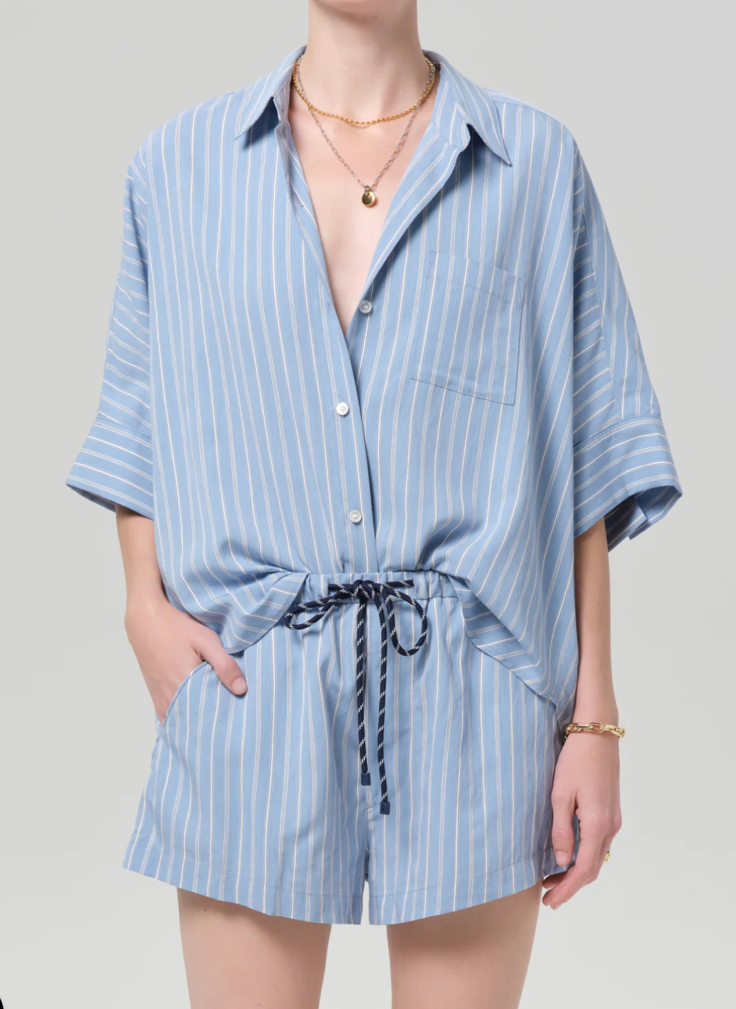 Citizens of Humanity Claire Origami Shirt | Capri Stripe