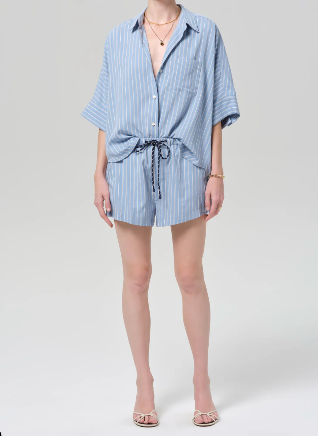Citizens of Humanity Claire Origami Shirt | Capri Stripe