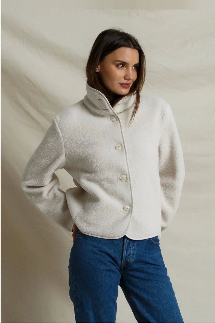 Perfect White Tee Tara Sherpa Fleece Button Front Jacket | Sugar