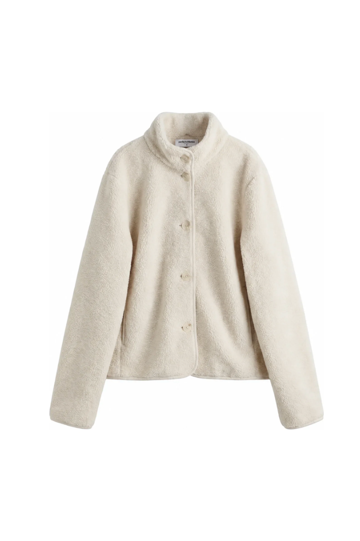 Perfect White Tee Tara Sherpa Fleece Button Front Jacket | Sugar