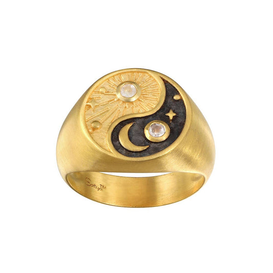 Yin Yang Signet Ring | Black and Gold