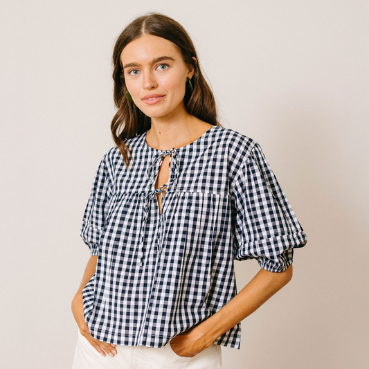 Navy Gingham Mira Top