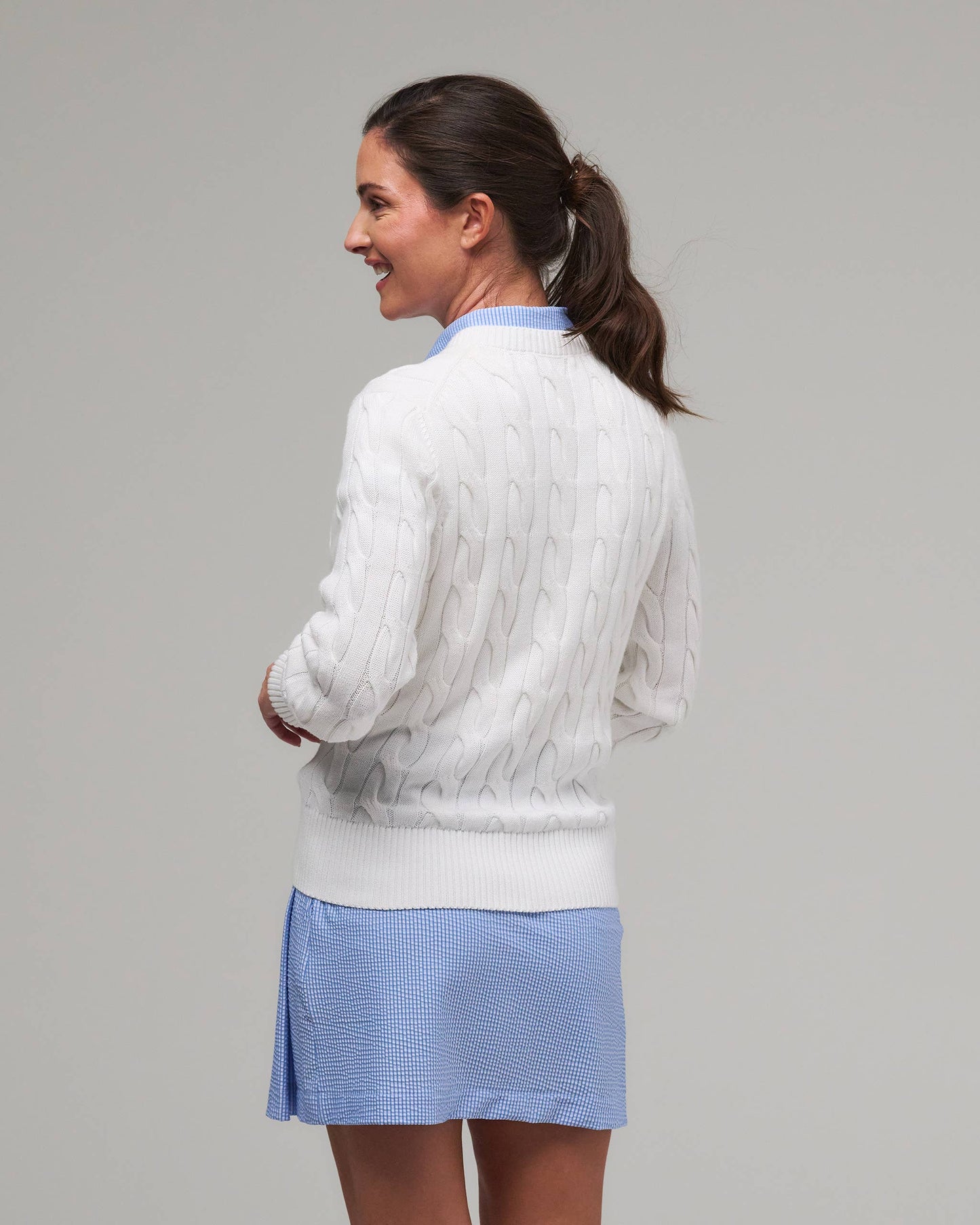 Elodie V-Neck Cable Sweater