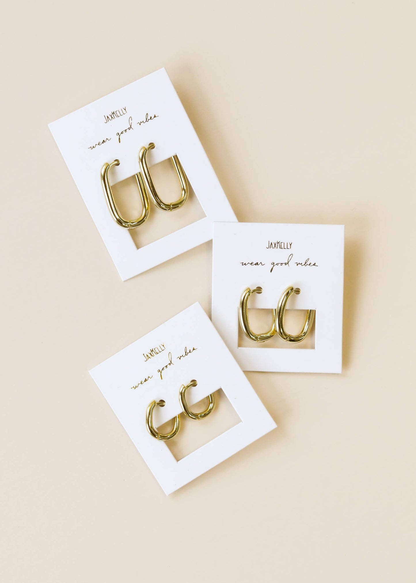 Gold Hoop Large Rectangle Earrings