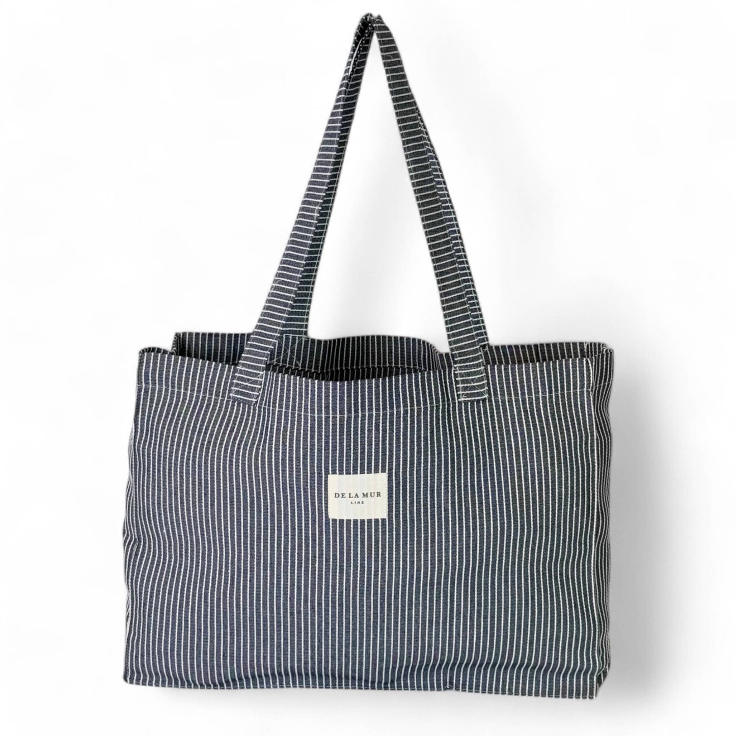 Navy + White Stripe Rectangular Tote Bag