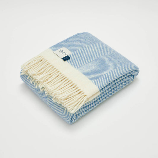 Herringbone Wool Blanket | Dusk Blue