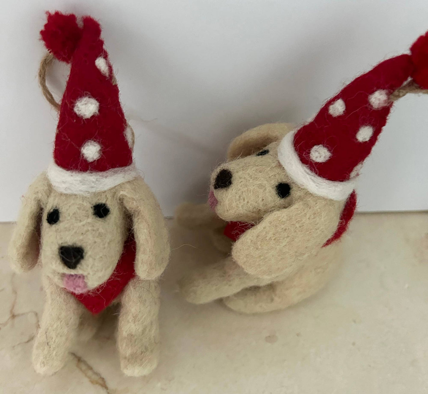 Handmade Felt "Party Puddles" Dog Ornament