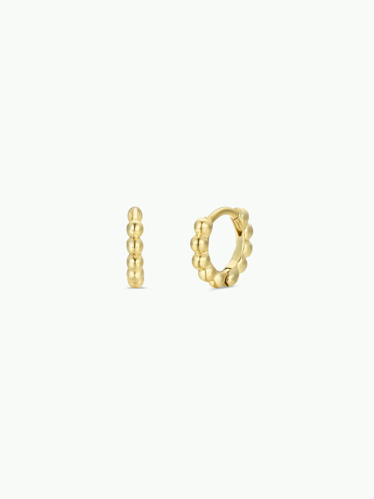 Tiny Ball Hoop Huggie Gold Earrings
