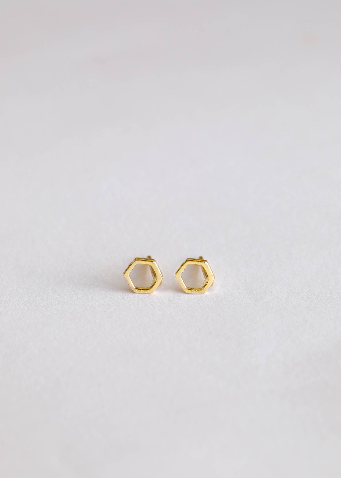 Minimalist Hexagon Gold Earrings