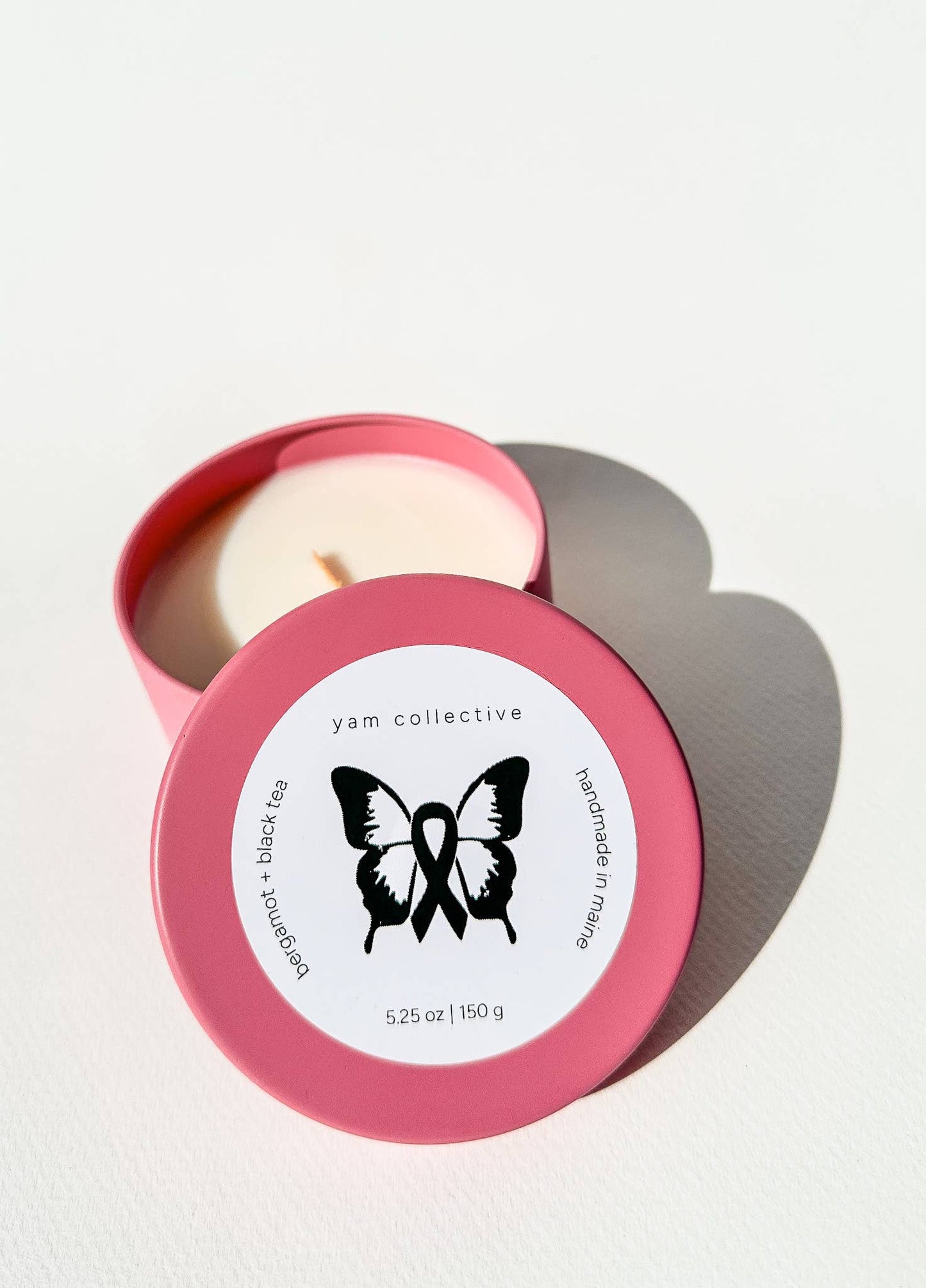Breast Cancer Awareness Flamingo Pink Candle Tin | Bergamot + Black Tea