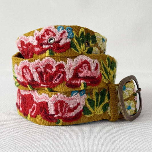 Hand Embroidered Fair Trade Wool Belt | Giverny