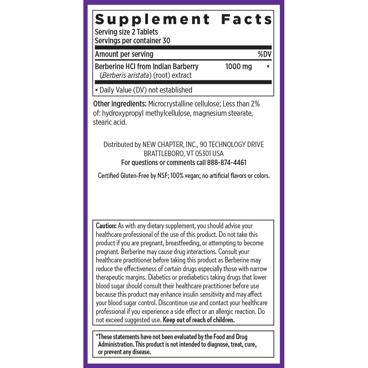 New Chapter Berberine Supplement - 1000 mg | 60 Tablets