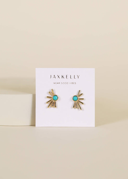 Sun Ray | Turquoise Gold Plated Earrings
