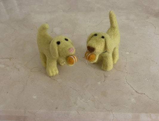 Felt Wool Yellow Lab "Maisie" w BROWN or PINK Nose Ornament