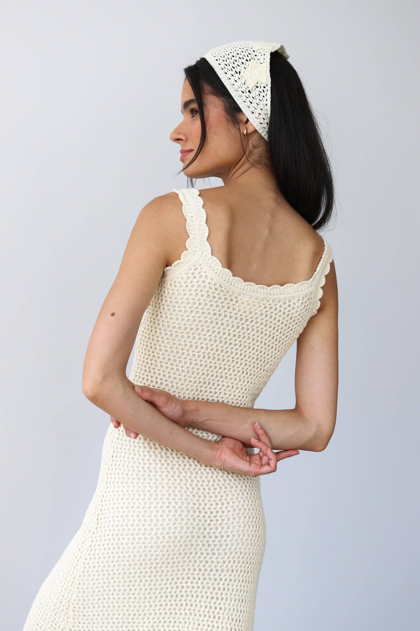 Natural Cotton Crochet Head Scarf
