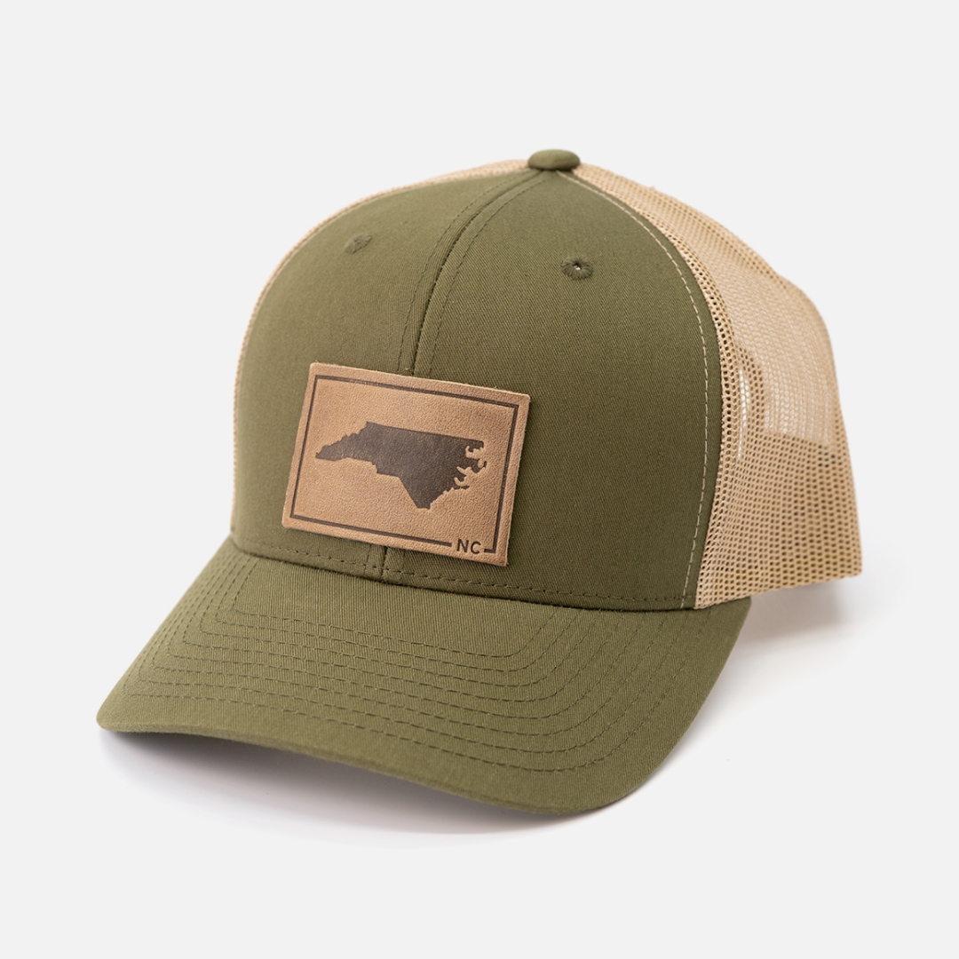North Carolina Silhouette Hat | Leather Patch Trucker Hat