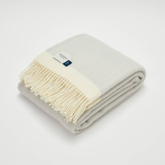 Herringbone Wool Blanket | Gull Grey