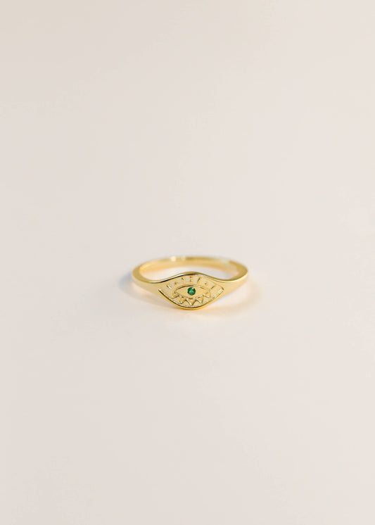 Emerald Evil Eye Gold Ring