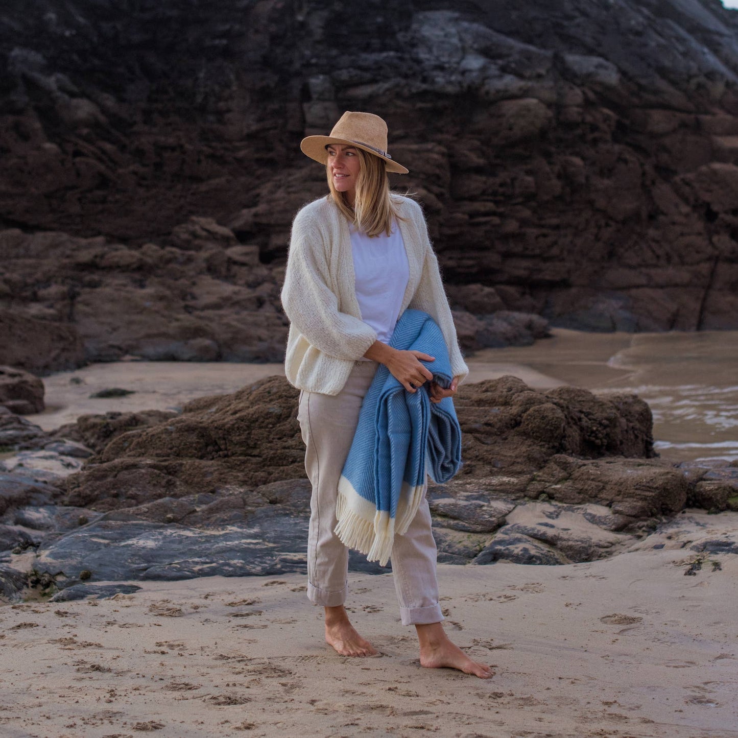Herringbone Wool Blanket | Dusk Blue