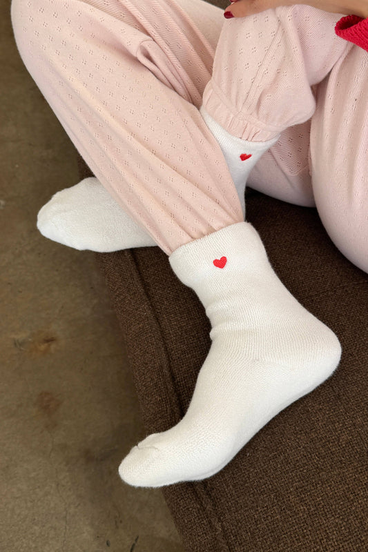 Le Bon Shoppe Embroidered Cloud Socks | White + Heart