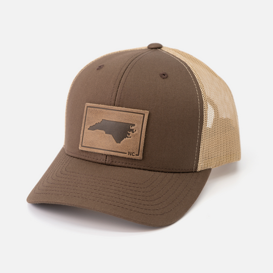 North Carolina Silhouette Hat | Leather Patch Trucker Hat