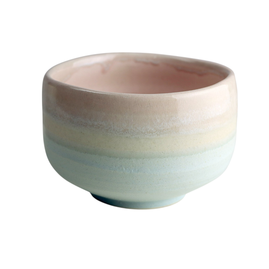 Matcha Bowl | Pink Light Blue Glazed