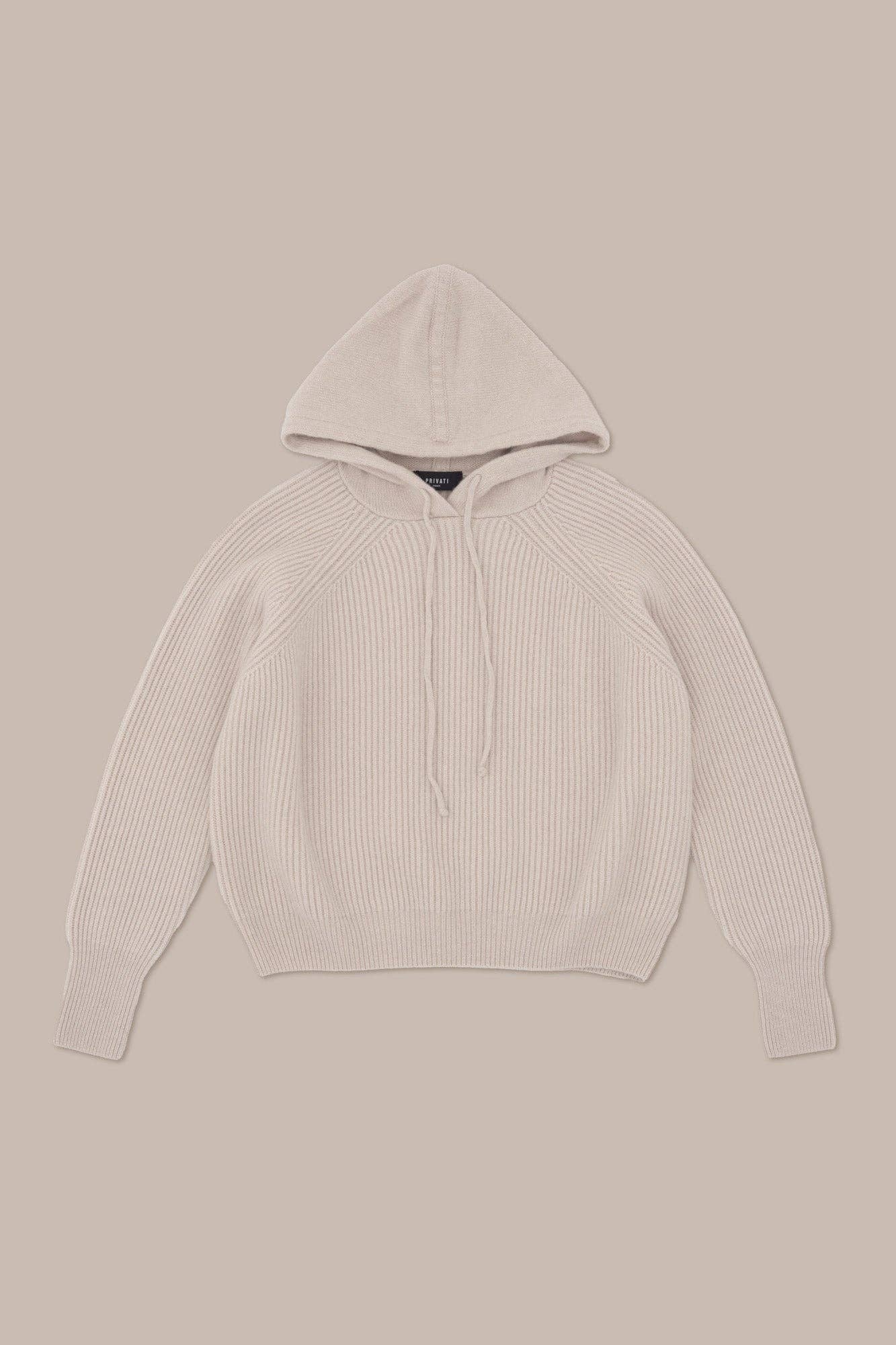 Cashmere Blend Ribbed Hoodie