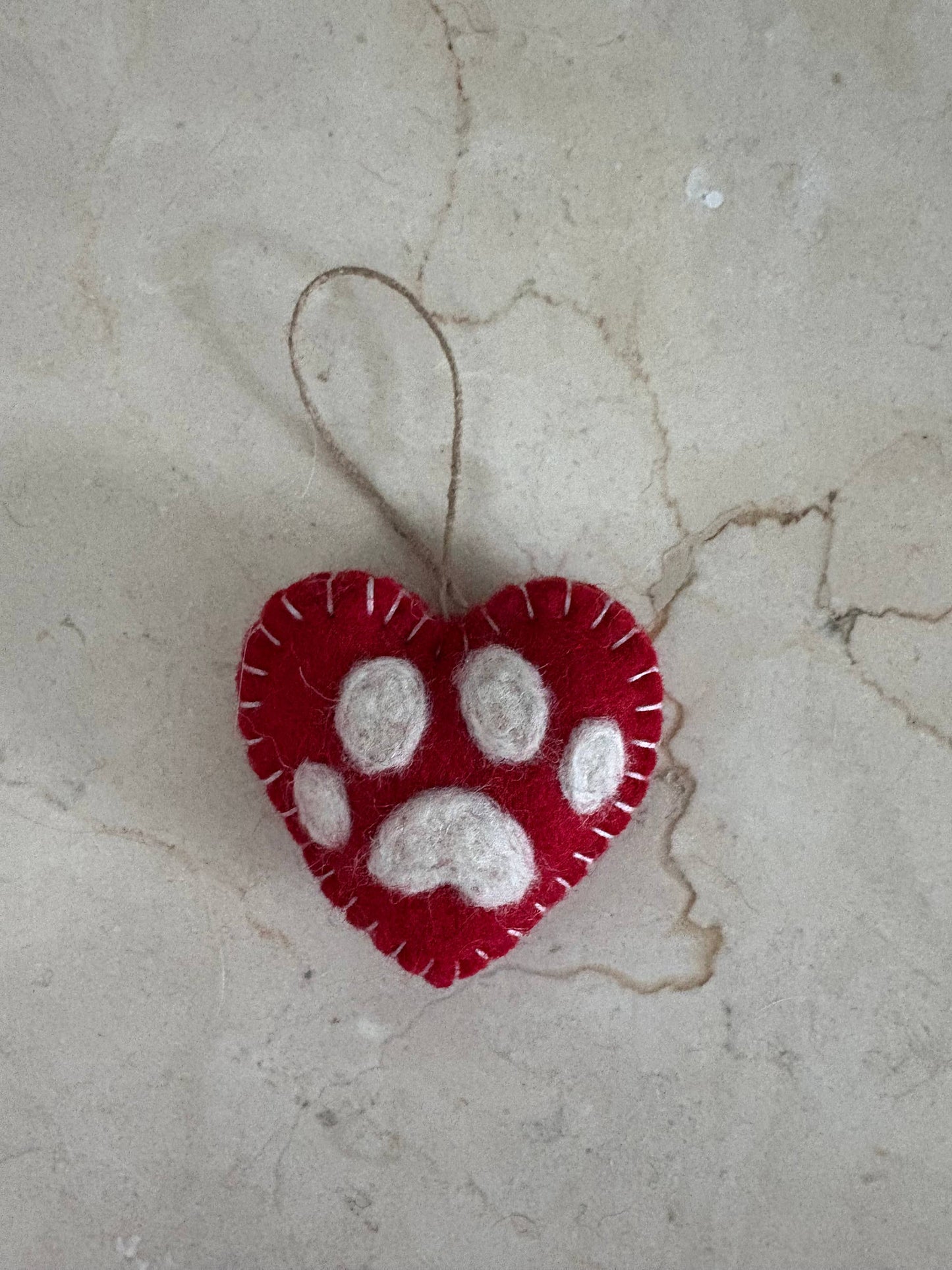 Handmade Felt "Paw Heart" ornament