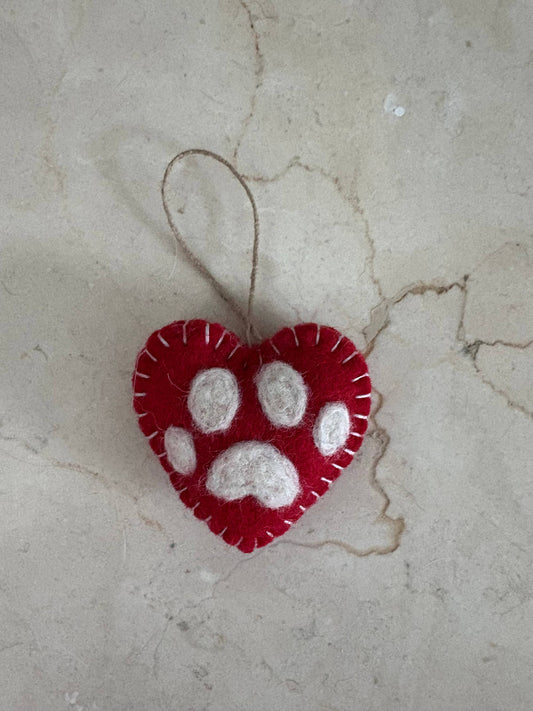 Handmade Felt "Paw Heart" ornament
